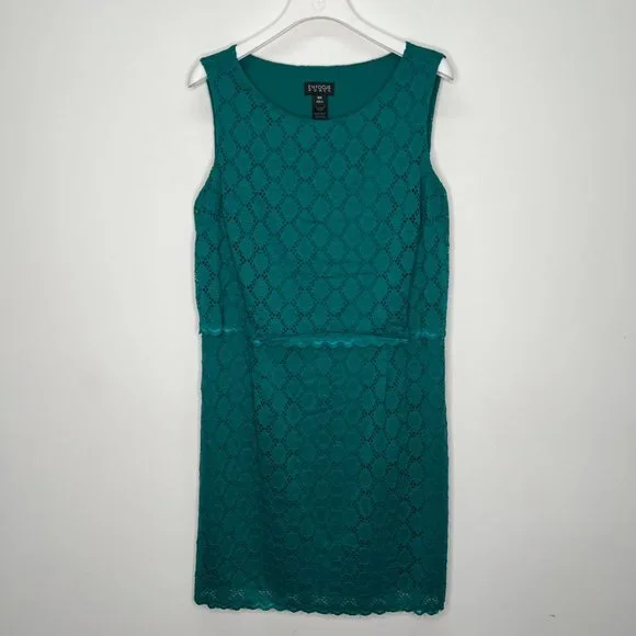 ENFOCUS Women's Dress 16W Sheath Lace Overlay Sleeveless Dress Jade Green 16W - Picture 2 of 8